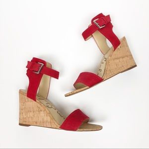 Sam Edelman Red Cork Wedge Sandals